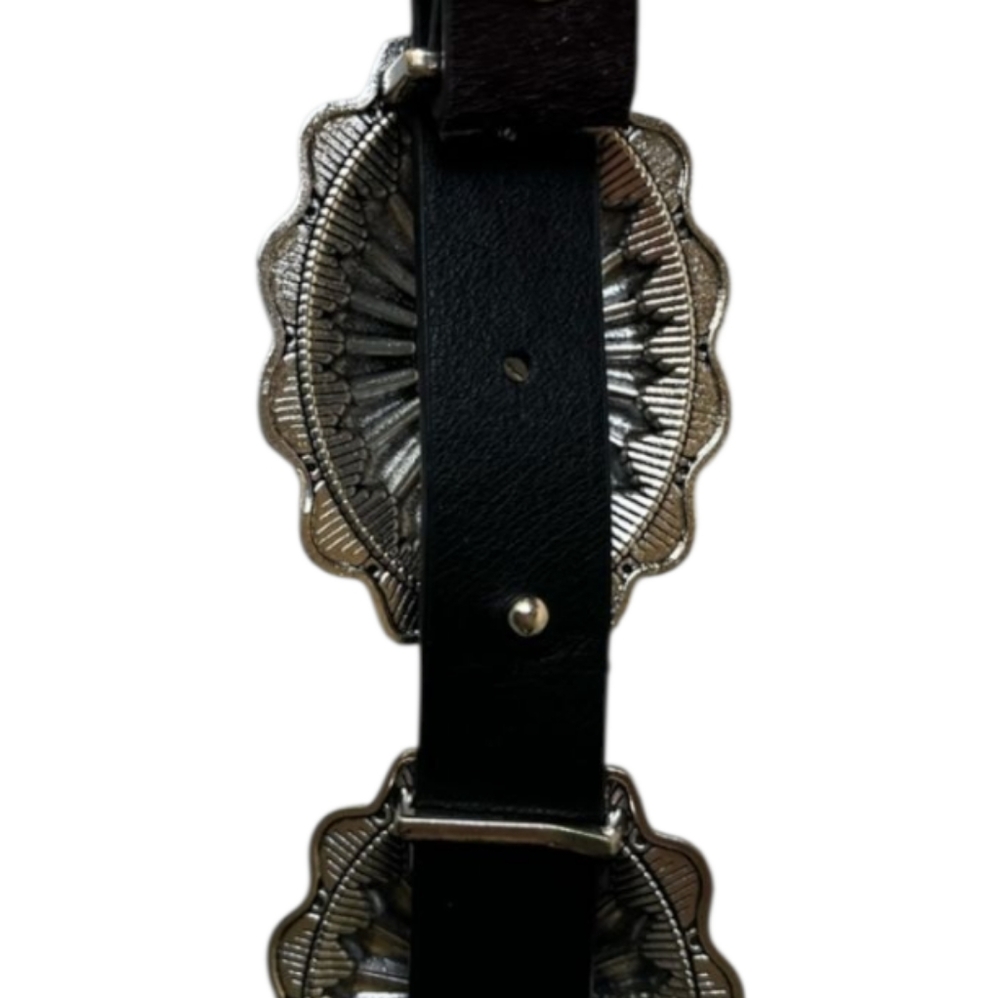 Haute Hippie Cow Print Silver and Turquoise Chain Concho Belt New - Picture 4 of 8